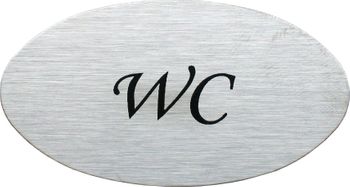 Dørskilt WC matt børstet, ovalt