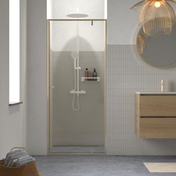Contour Pivot dør i nisje 90x200 cm, 6 mm børstet gull