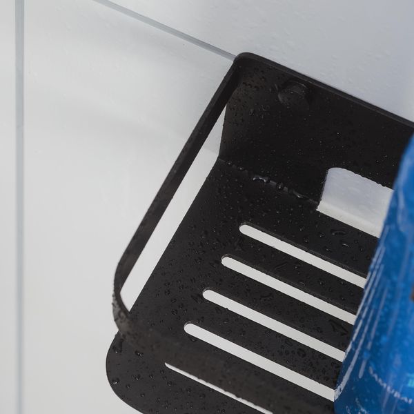 Caddy dusjkurv matt sort rektangulær liten