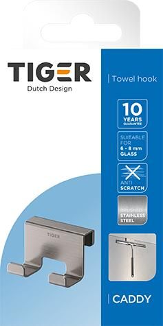 Caddy krok for glassvegg børstet stål