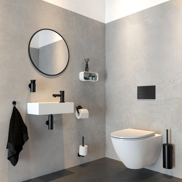 2-Store dusjkurv vegghengt 25cm, matt hvit 