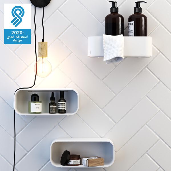 2-Store dusjkurv vegghengt 25cm, matt hvit 