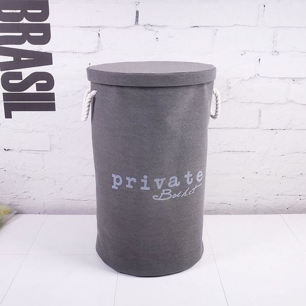 Laundry skittentøykurv 60L rund grå Lin