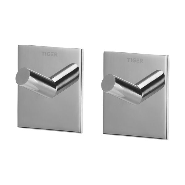 Square enkel krok blankpolert stål 2-pk. 