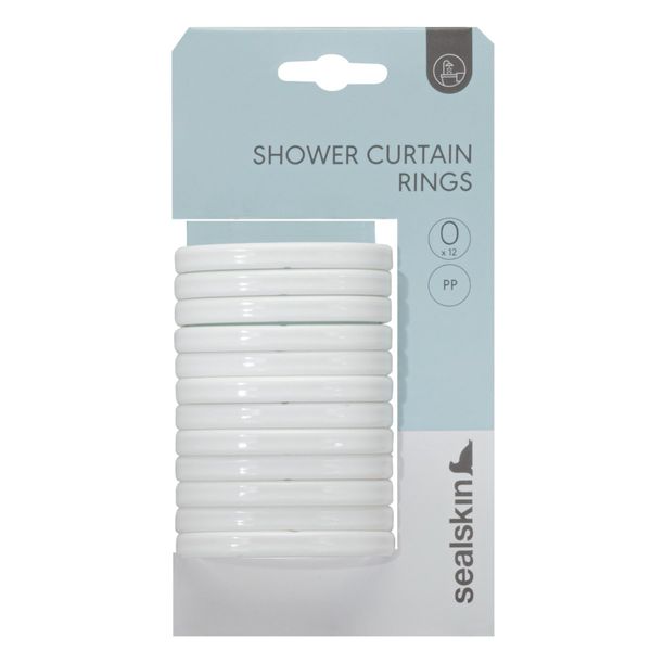 Clips dusjforhengsringer hvit - 12stk