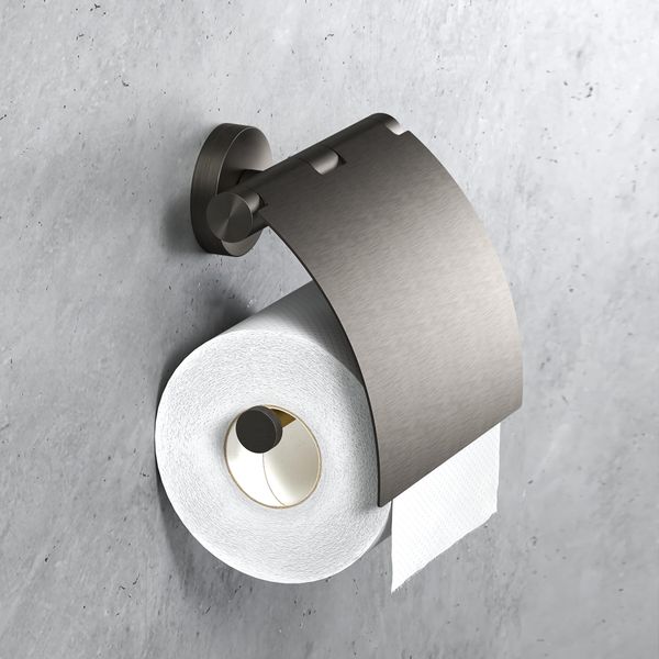 Nemox toalettrullholder med lokk gun metal