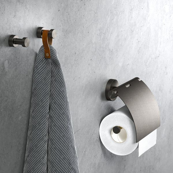 Nemox toalettrullholder med lokk gun metal