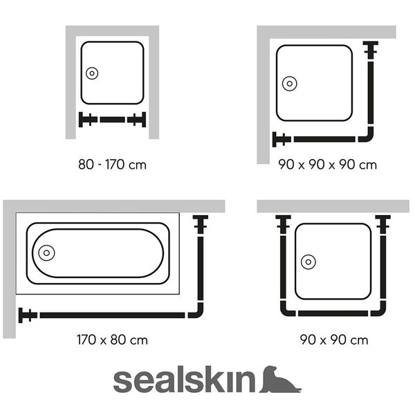 Easyroll forhengskinne med kroker, matt aluminium