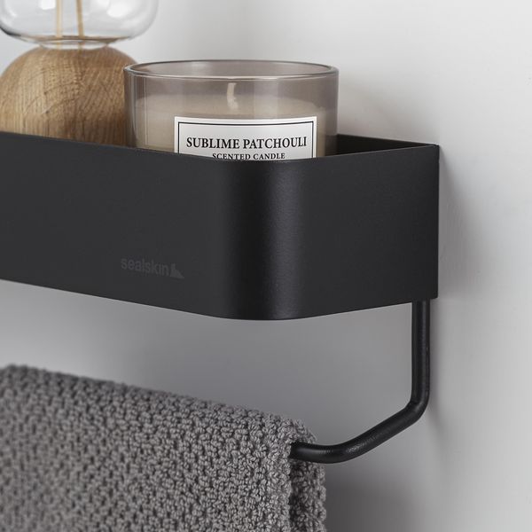 Brix veggboks med håndklestang 35 sort