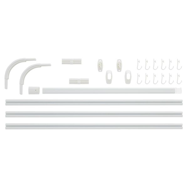 Easyroll forhengskinne med kroker, hvit