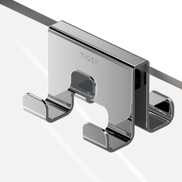 Caddy dobbel krok for glassvegg krom