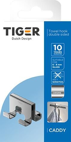 Caddy dobbel krok for glassvegg krom