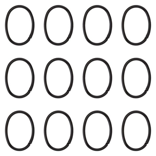 Clips dusjforhengsringer sort - 12stk