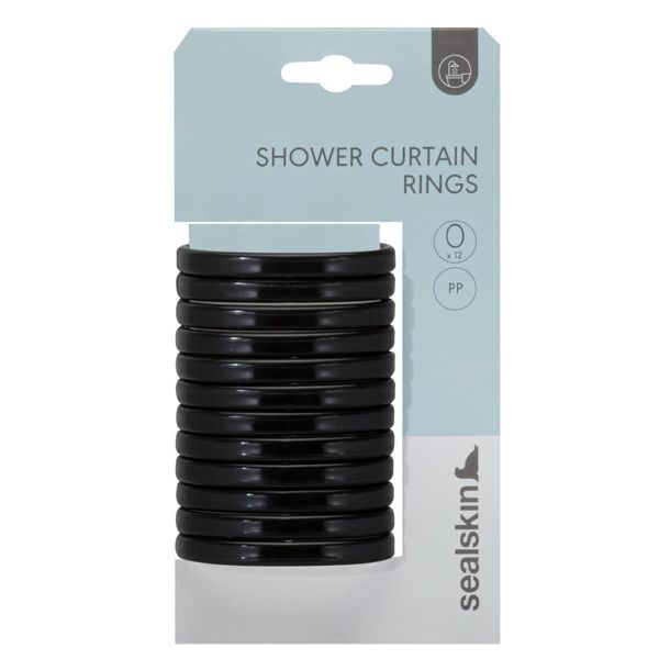 Clips dusjforhengsringer sort - 12stk