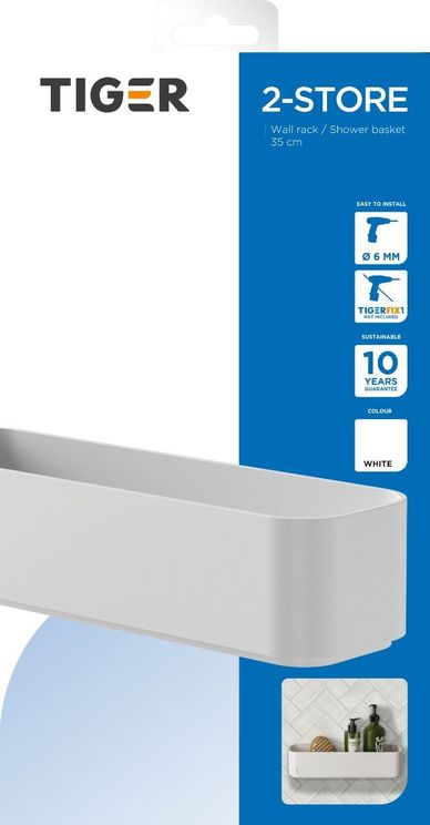 2-Store dusjkurv vegghengt 35cm, matt hvit 
