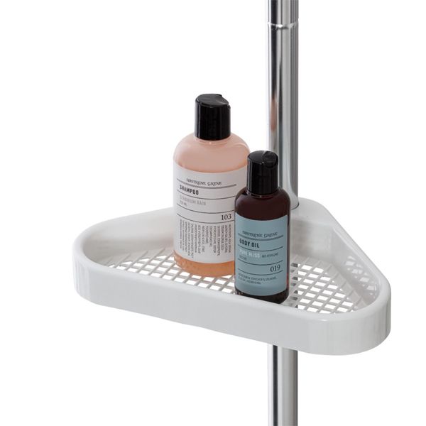 Dusjhylle med teleskopstang sølv/hvit