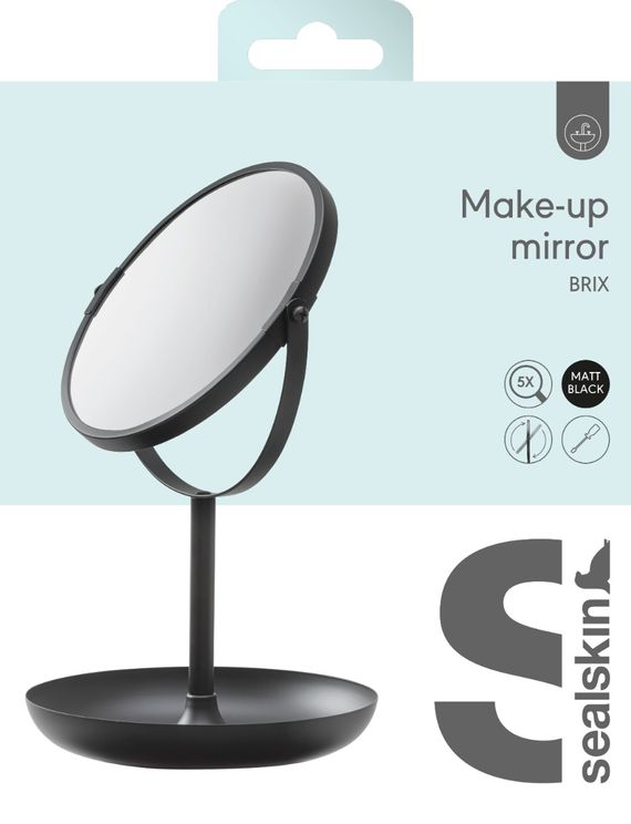 Brix 2-sidig bordspeil matt sort