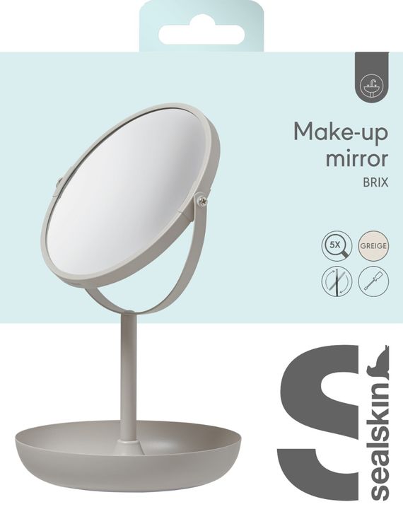 Brix 2-sidig bordspeil gråbeige