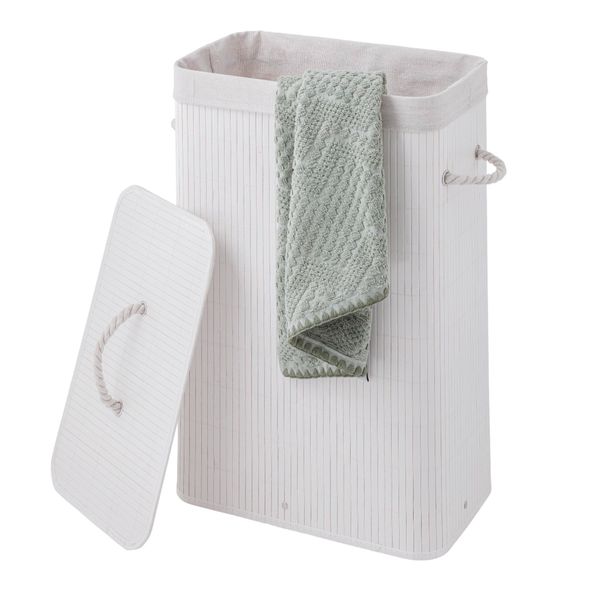 Bamboo skittentøyskurv hvit