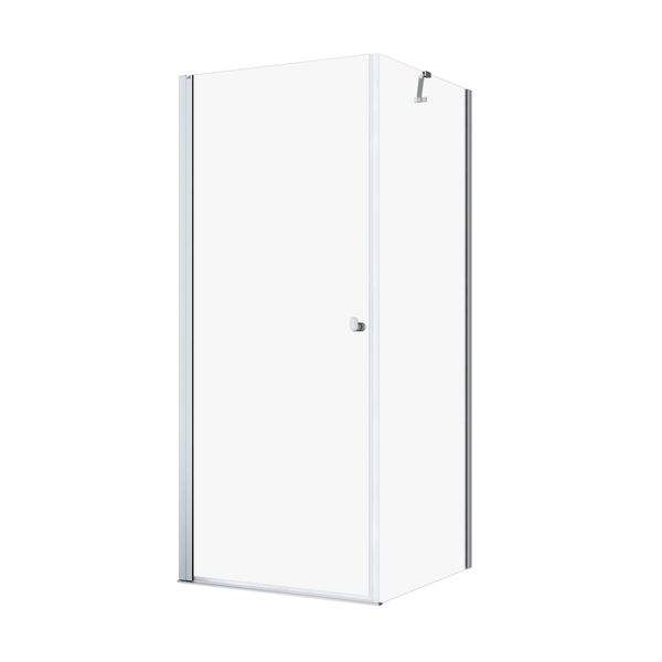 Hooked Svingdør med sidevegg 90x90 krom