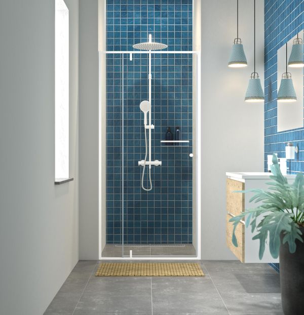 Contour Pivotdør med fast del 100 matt hvit